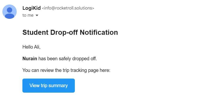 Student Drop-off Notification email