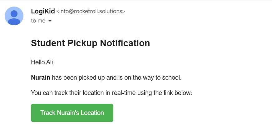 Student Pickup Notification email